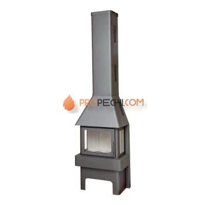 Печь-камин ЭкоКамин Бавария 3 стекла серая