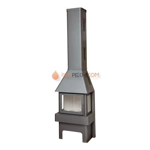 Печь-камин ЭкоКамин Бавария 3 стекла серая