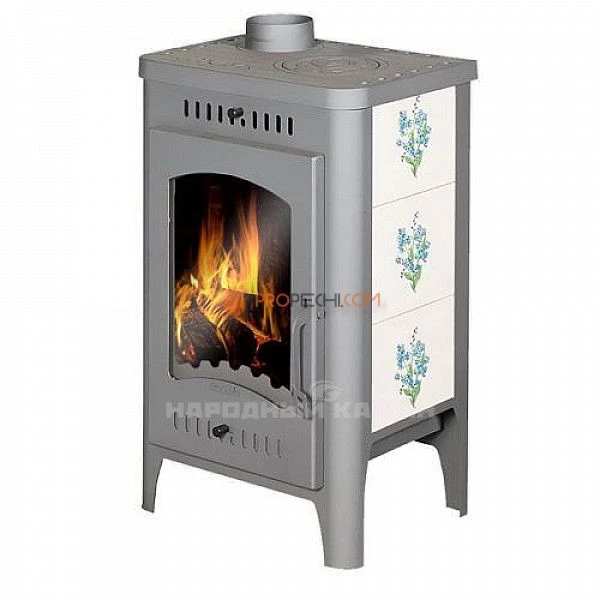 Печь-камин Бавария Оптима с плитой "Незабудки"