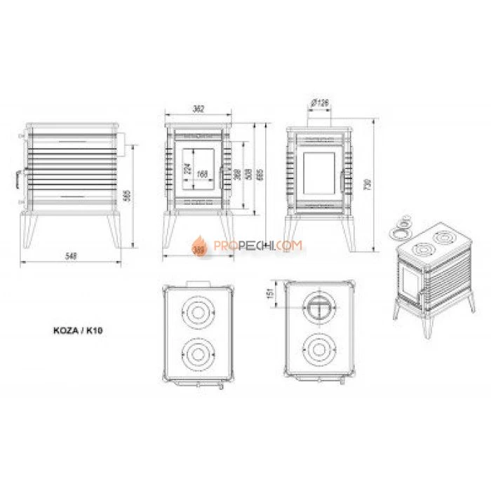 Печь-камин Kratki Koza/K10