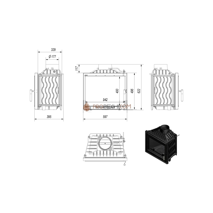 Каминная топка Kratki ANTEK/DECO