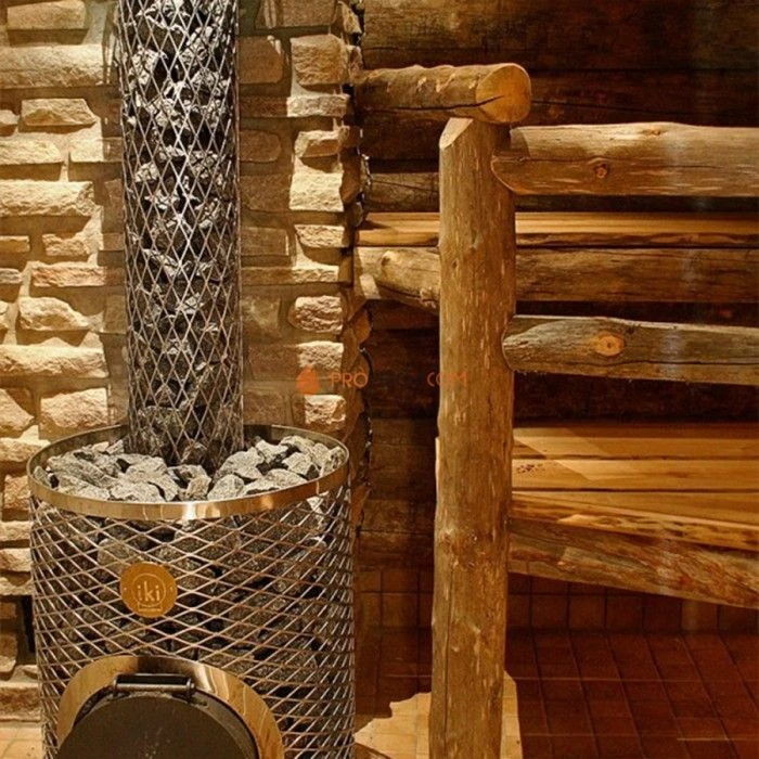 Дровяная печь для бани IKI Maxi-IKI со стальной дверцей смайл