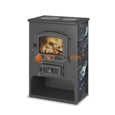 Печь-камин Везувий ПК-03 (224) с плитой Везувий В3, амфиболит 12 кВт (200 м³) D150мм