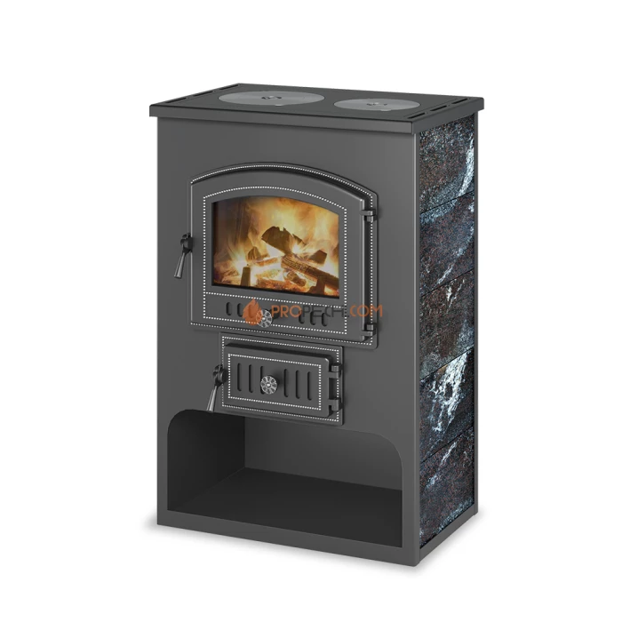 Печь-камин Везувий ПК-03 (224) с плитой Везувий В3, амфиболит 12 кВт (200 м³) D150мм
