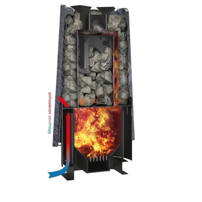 Дровяная печь для бани Grill’D Cometa 180 Vega Window, Stone (Серпентинит)