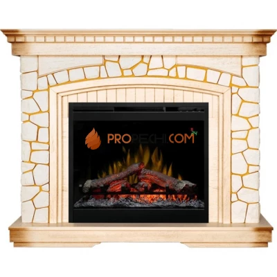 Каминокомплект Dimplex Glasgow - Слоновая кость, патина / Шампань (Высота 1070мм) с очагом Symphony 26 inch DF2624L-INT