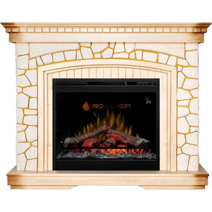 Каминокомплект Dimplex Glasgow - Слоновая кость, патина / Шампань (Высота 1070мм) с очагом Symphony 26 inch DF2624L-INT