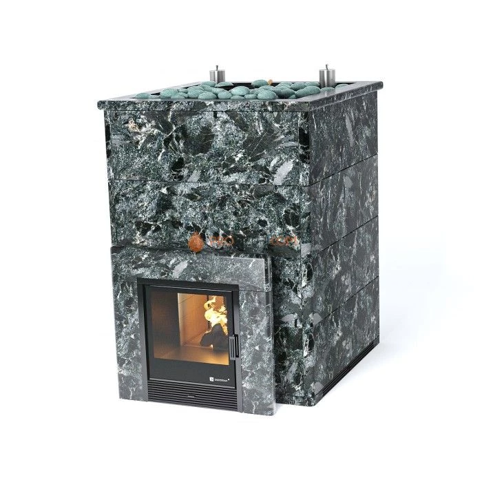 Дровяная печь для бани ИзиСтим Домна 80 К в камне Пироксенит