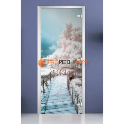 Стеклянная межкомнатная дверь DoorWood с фотопечатью Nature-07, 2000х600 мм
