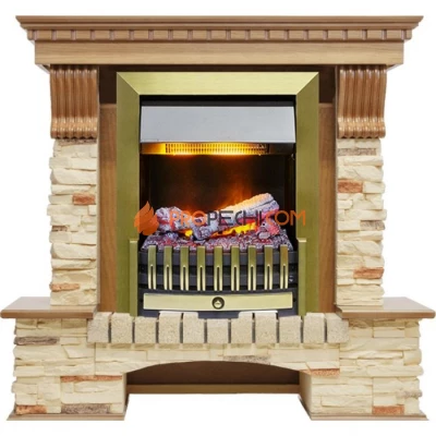 Каминокомплект Dimplex Pierre Luxe - Дуб / Сланец с очагом Danville Antique Brass FB2