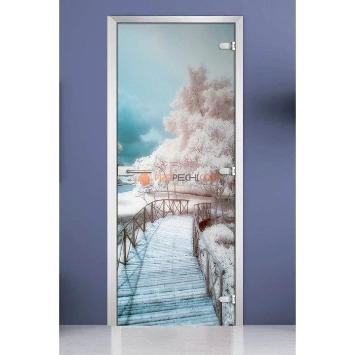 Стеклянная межкомнатная дверь DoorWood с фотопечатью Nature-07, 2000х600 мм