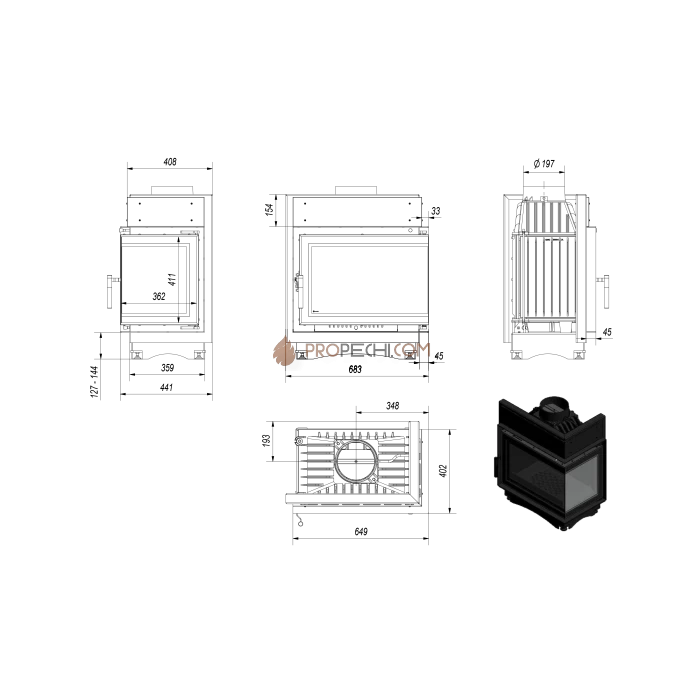 Каминная топка Kratki Maja/P/BS/DECO