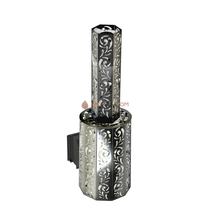 Дровяная банная печь Grill’D Violet Long Window Max Pro (Камень колотый, 100 кг)