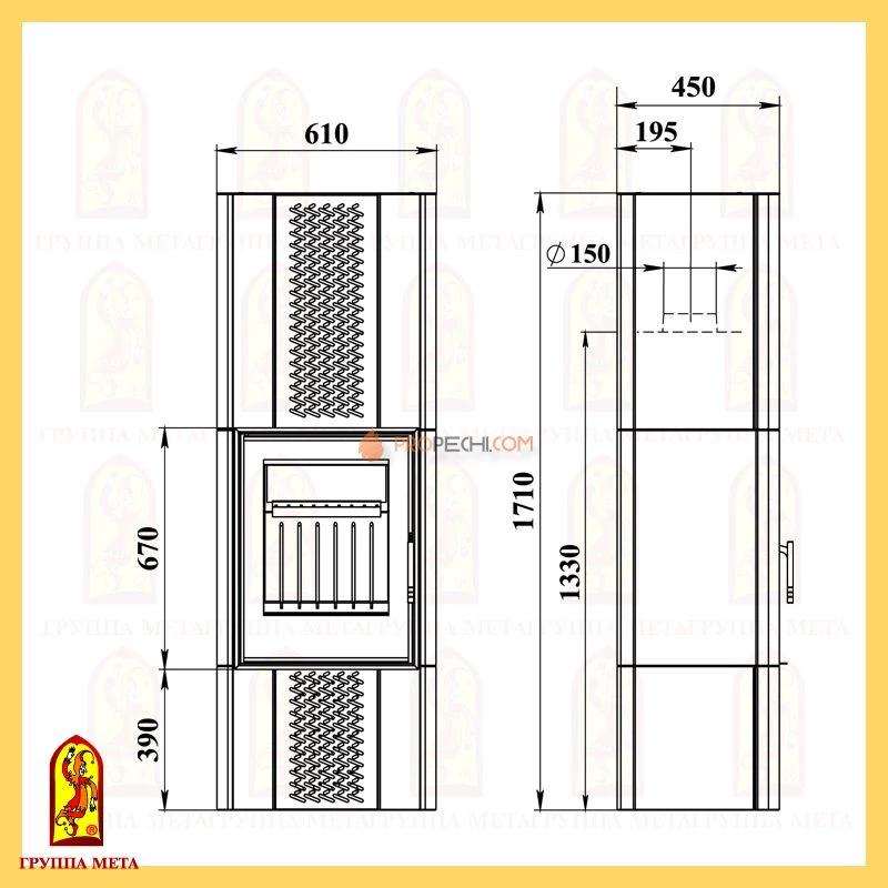 Печь-камин Мета Мета Бастион 8