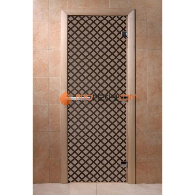 Дверь для бани DoorWood с рисунком Мираж Черный жемчуг матовая, 1900x700 мм