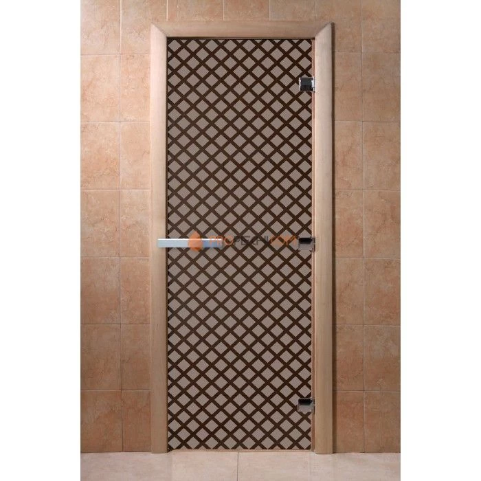 Дверь для бани DoorWood с рисунком Мираж Черный жемчуг матовая, 1900x700 мм