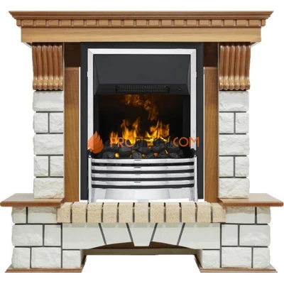 Каминокомплект Dimplex Pierre Luxe - Дуб / Белый (Высота 1020мм) с очагом Flagstaff
