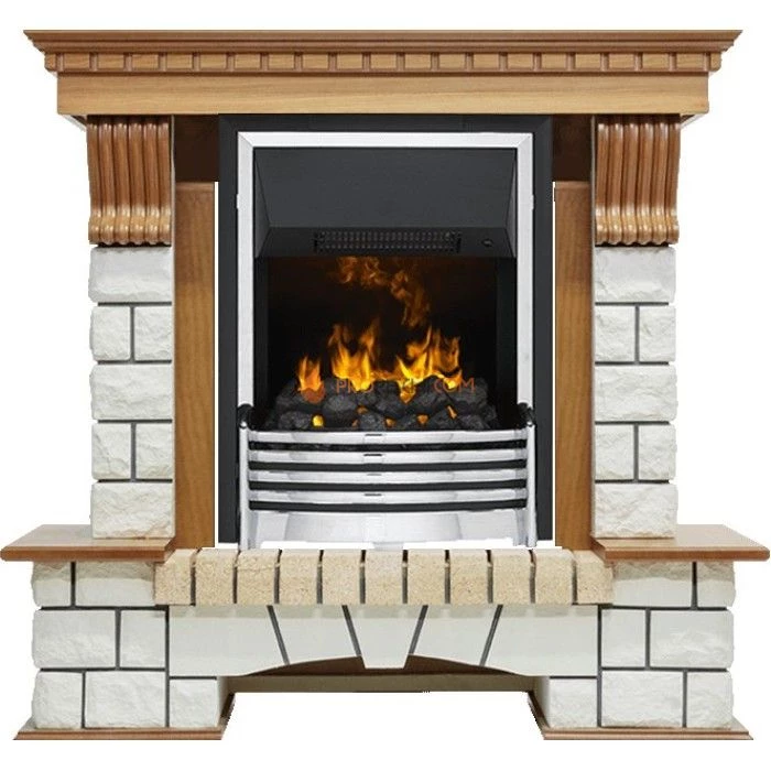 Каминокомплект Dimplex Pierre Luxe - Дуб / Белый (Высота 1020мм) с очагом Flagstaff