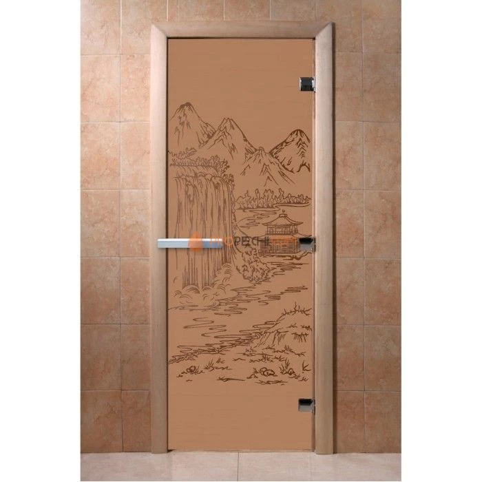 Дверь для бани DoorWood с рисунком Китай Бронза матовая, 2000x800 мм