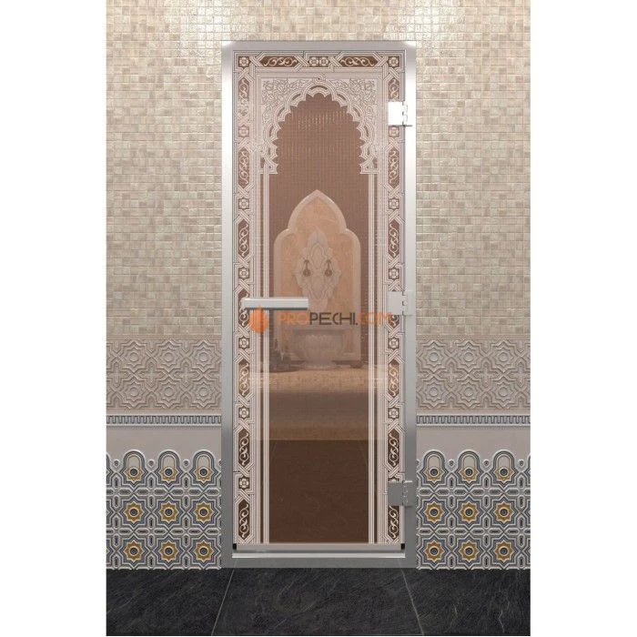 Дверь для хамама DoorWood Восточная арка Бронза, 1900х700 мм