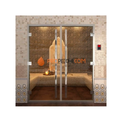 Дверь для хамама DoorWood Двойная Бронза, 1990х1510 мм