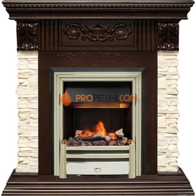 Каминокомплект Dimplex Luxemburg (каменный) - Сланец/Темный дуб с очагом Cavendish