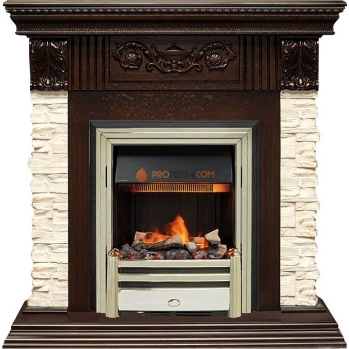 Каминокомплект Dimplex Luxemburg (каменный) - Сланец/Темный дуб с очагом Cavendish