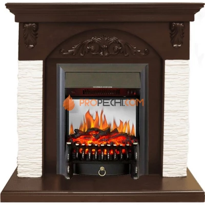 Каминокомплект Royal Flame Bern Сланец мелкий белый / Темный дуб с очагом Fobos FX M Black