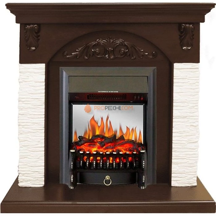 Каминокомплект Royal Flame Bern Сланец мелкий белый / Темный дуб с очагом Fobos FX M Black
