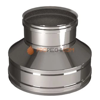 ПЕРЕХОДНИК ТЕРМО-МОНО (НА КОНУС) С D130/230 НА D130, AISI 321/304 (ВУЛКАН)