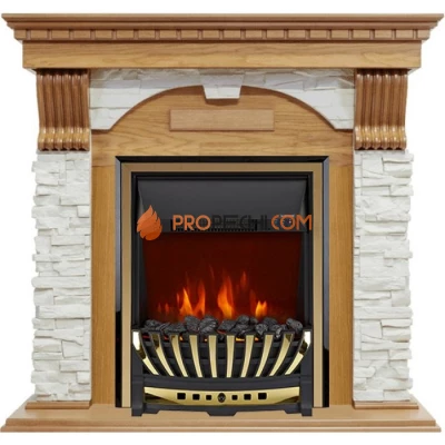Каминокомплект Royal Flame Dublin - Дуб / Сланец белый с очагом Aspen Gold