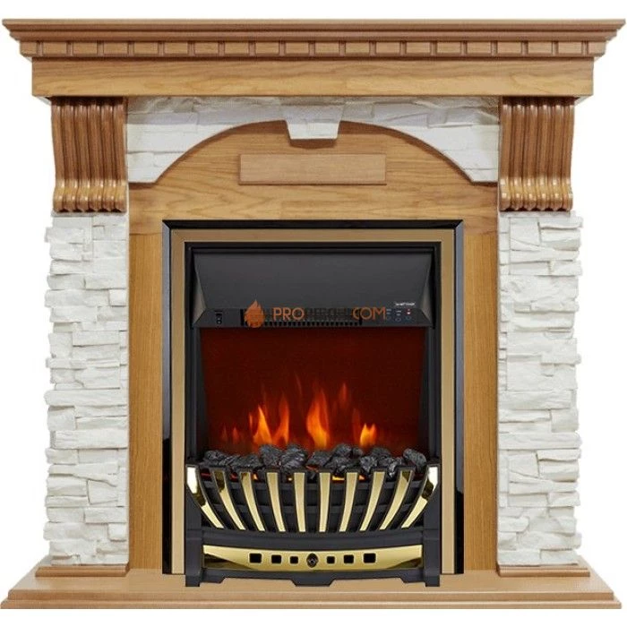 Каминокомплект Royal Flame Dublin - Дуб / Сланец белый с очагом Aspen Gold