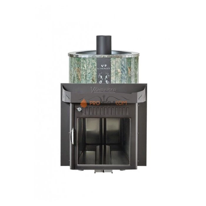 Дровяная печь для сауны Ферингер Оптима До 23 м³ - Жадеит - цельные ламели - обрамление Металл