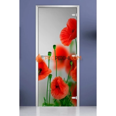 Стеклянная межкомнатная дверь DoorWood с фотопечатью Flowers-01, 2000х800 мм