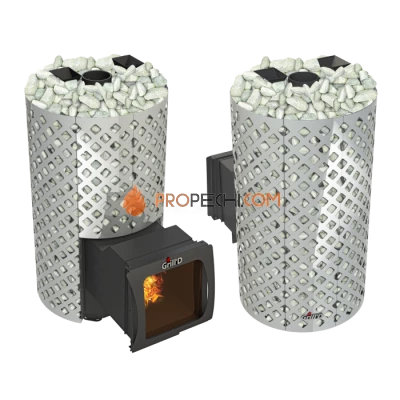 Дровяная банная печь Grill’D Violet World Steel Romb Long Window Max Pro