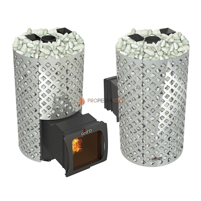 Дровяная банная печь Grill’D Violet World Steel Romb Long Window Max Pro