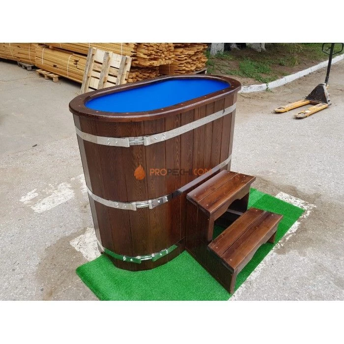 Купель овальная НКЗ STANDARD из кедра, с пластиковой вставкой, 120x78x120 см