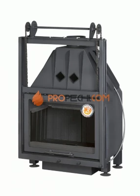 Каминная топка ЭкоКамин Альфа 700 KВ с контргрузом черный шамот