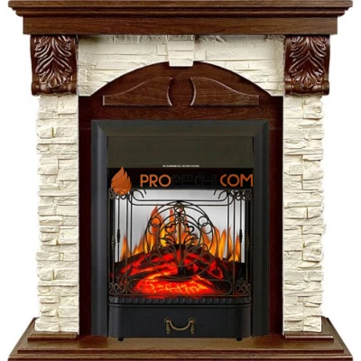 Каминокомплект Royal Flame Dublin (Разборный) - Орех каньон / Сланец с очагом Majestic FX M Black