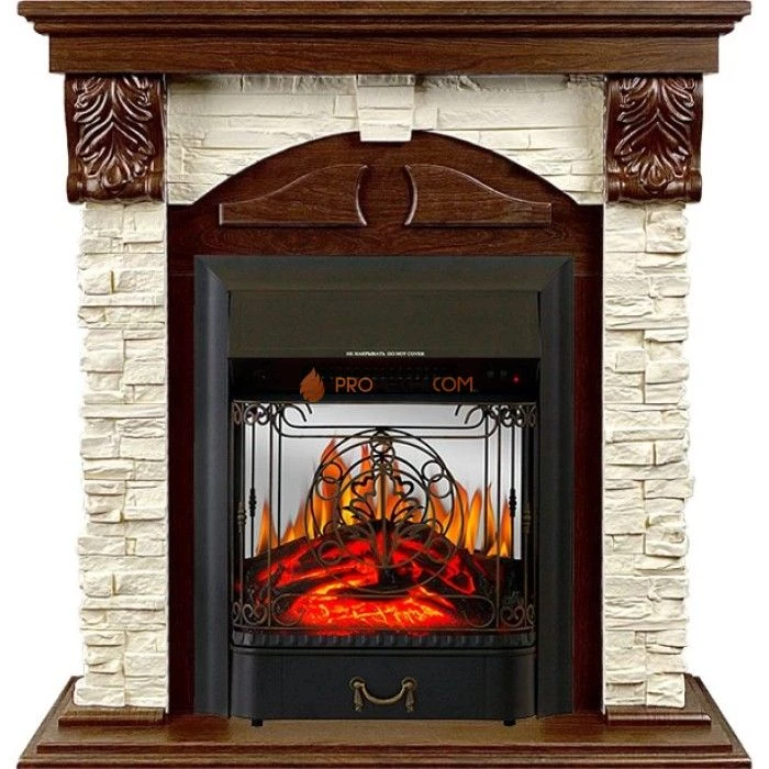 Каминокомплект Royal Flame Dublin (Разборный) - Орех каньон / Сланец с очагом Majestic FX M Black