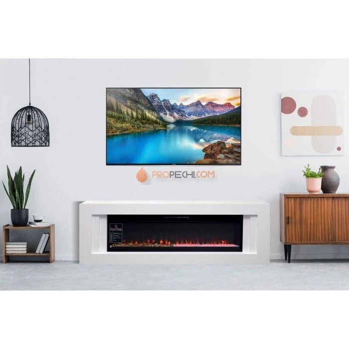 Каминокомплект Royal Flame Line 42 CRM (санд блэк) (Разборный) - Матовый черный с очагом Vision 42 LOG LED