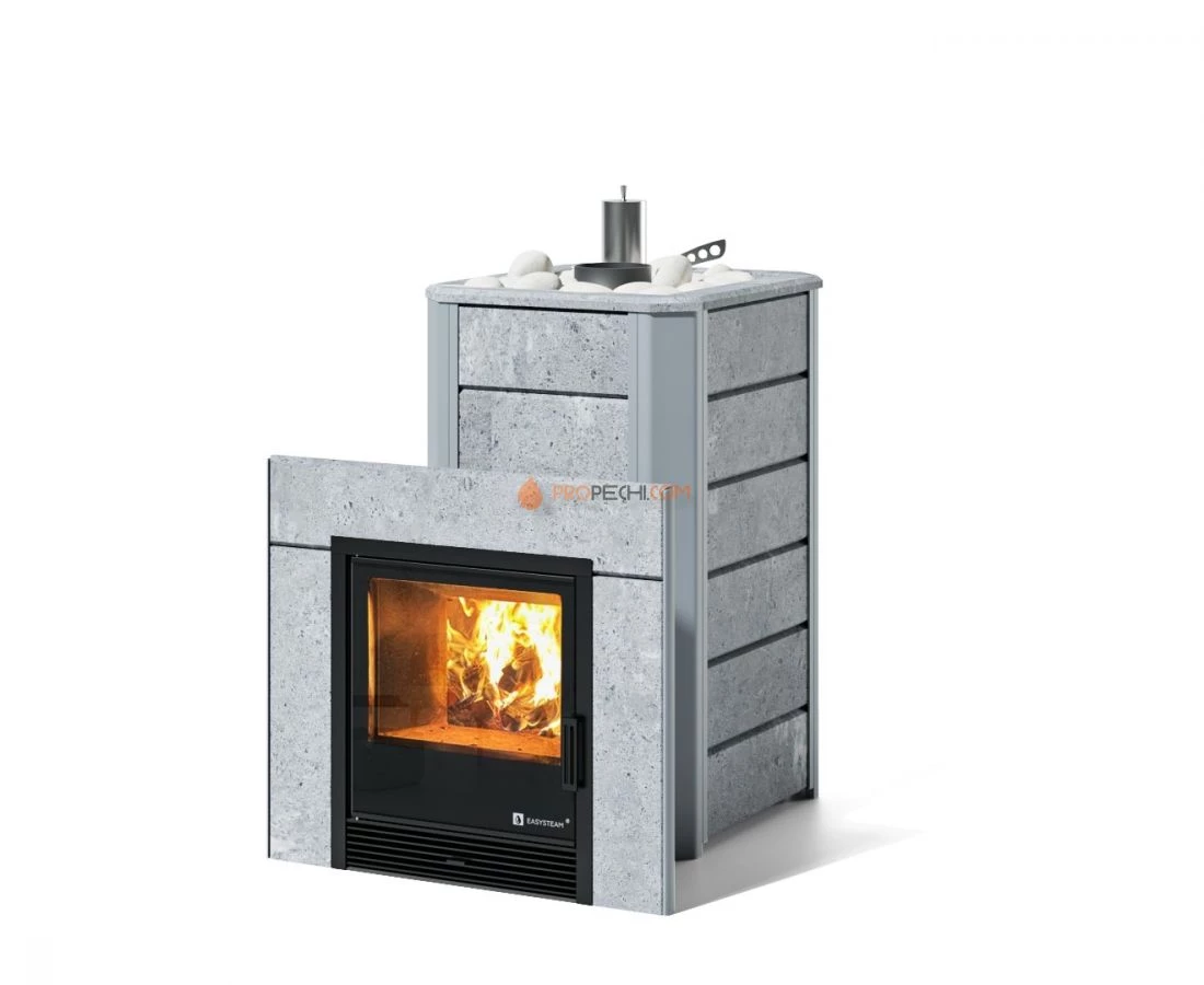 Печь для бани ИзиСтим Ялта 15 в камне Талькохлорит каркас черный