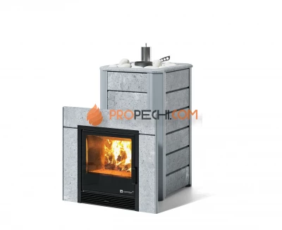 Печь для бани ИзиСтим Ялта 15 в камне Талькохлорит каркас черный