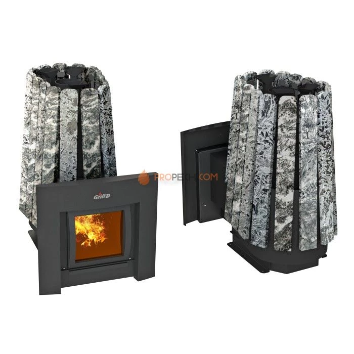 Дровяная банная печь Grill’D Cometa Vega 350 Window Max Stone (Серпентинит)