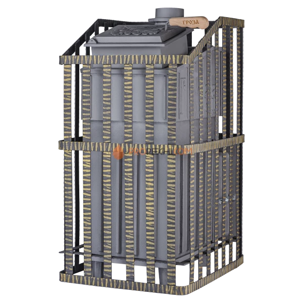 Чугунная банная печь Гроза Ураган 18М в сетке