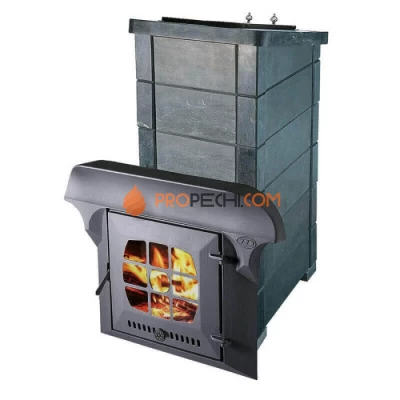 Чугунная печь для бани Инжкомцентр ВВД Калита Экстрим РК (талькохлорит) с чугунным порталом и чугунной дверцей