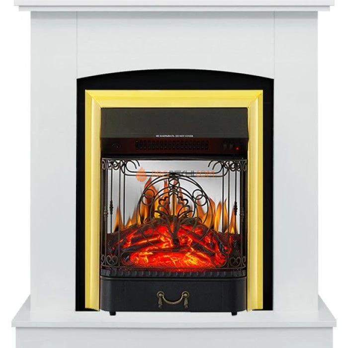 Каминокомплект Royal Flame Barcelona (разборный) - Белый с очагом Majestic FX M Brass