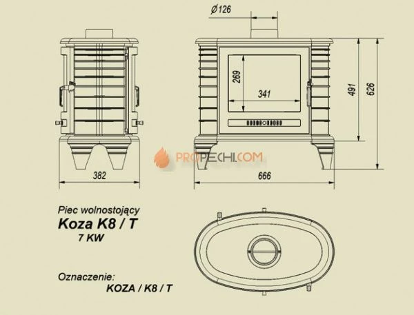 Чугунная печь Koza/K8/T