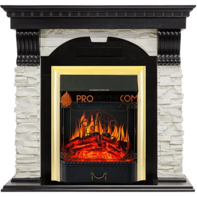 Каминокомплект Royal Flame Dublin - Венге / Сланец белый с очагом Majestic FX Brass