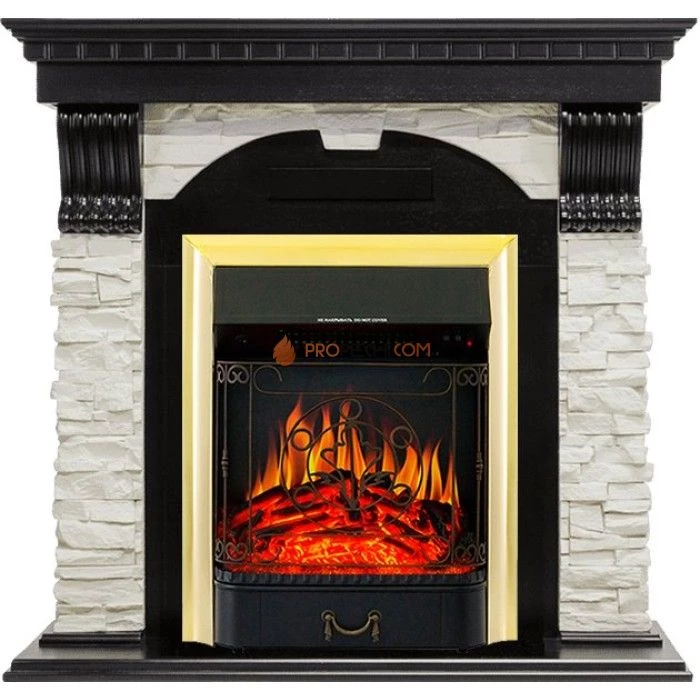 Каминокомплект Royal Flame Dublin - Венге / Сланец белый с очагом Majestic FX Brass